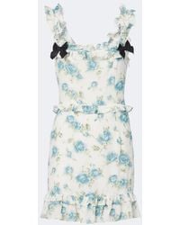 Alessandra Rich - Ruffled Floral Silk Crepe De Chine Minidress - Lyst