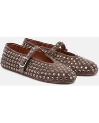 Alaïa - Verzierte Mary-Jane-Ballerinas Aus Veloursleder - Lyst