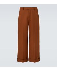 Valentino - Cropped Cotton Gabardine Wide-Leg Pants - Lyst