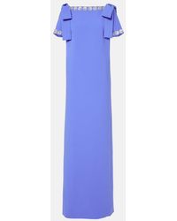 Carolina Herrera - Embroidered Bow-Detail Crepe Gown - Lyst