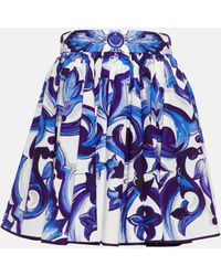 Dolce & Gabbana Printed Cotton Poplin Miniskirt - Blue