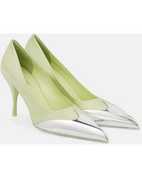 Prada - 85 Satin And Metallic Leather Pumps - Lyst
