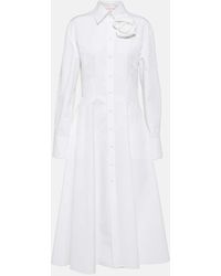 Valentino - Floral-applique Cotton Poplin Shirt Dress - Lyst