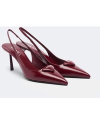 Prada - Slingback-Pumps Aus Leder - Lyst