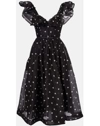 Zimmermann - Crush Polka-Dot Ruffled Linen And Silk Midi Dress - Lyst