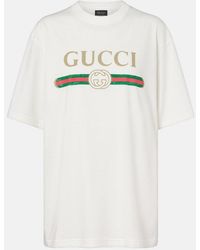 Gucci - Logo Cotton Jersey And Silk T-Shirt - Lyst