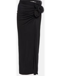 Magda Butrym - Ruched Rose-detail High-rise Jersey Midi-skirt - Lyst
