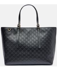 Gucci - Tote Bag Gg Emblem Large Aus Leder - Lyst