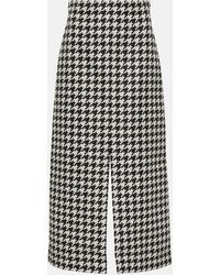 Burberry - Houndstooth Twill Maxi Skirt - Lyst