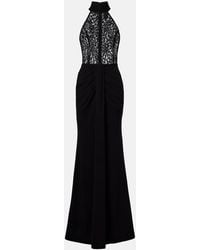Rebecca Vallance - Dixie Draped Halterneck Lace And Taffeta Gown - Lyst