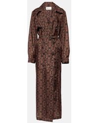 Dries Van Noten - Printed Silk Satin Trench Coat - Lyst