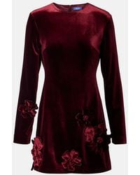 LEO LIN - Aliza Floral-Applique Velvet Minidress - Lyst