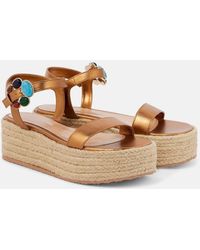Gianvito Rossi - Espadrille-Sandalen Aus Metallic-Leder - Lyst