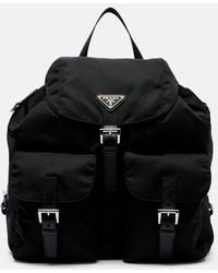Prada - Re-Nylon Medium Leather-Trimmed Backpack - Lyst