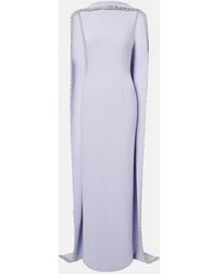Roland Mouret - Caped Embellished Satin Crepe Gown - Lyst