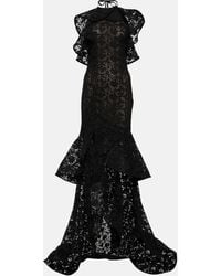 Oscar de la Renta - Ruffled Guipure Lace Halterneck Gown - Lyst