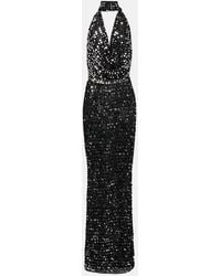 AYA MUSE - Bellico Sequined Halterneck Maxi Dress - Lyst