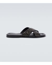 Versace - Greca Leather Slides - Lyst