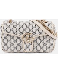 Gucci - GG Marmont Small Tweed Shoulder Bag - Lyst