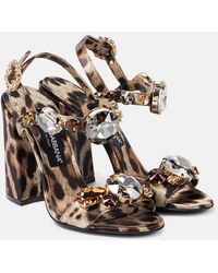 Dolce & Gabbana - Keira 105 Leopard-Print Satin Sandals - Lyst