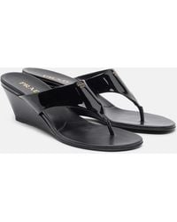 Prada - Patent Leather Thong Sandals - Lyst