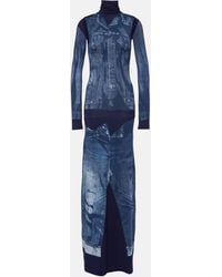 Jean Paul Gaultier - Blue Trompe L'oeil Maxi Dress - Lyst