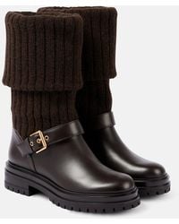 Gianvito Rossi - Thurso Leather-Trimmed Biker Boots - Lyst