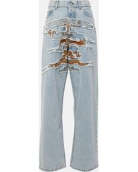 Y. Project - Logo Embroidered High-rise Wide-leg Jeans - Lyst