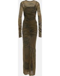 Blumarine - Printed Ruched Jersey Maxi Dress - Lyst