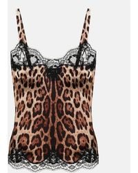 Dolce & Gabbana - Leopard-print Silk-blend Camisole - Lyst