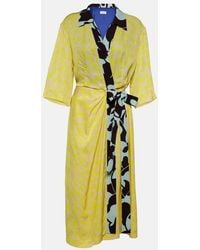 Dries Van Noten - Printed Wrap Midi Dress - Lyst