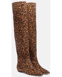 Gianvito Rossi - Leopard-Print Suede Knee-High Boots - Lyst