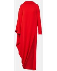 Balenciaga - Caped Silk And Wool Crepe Maxi Dress - Lyst