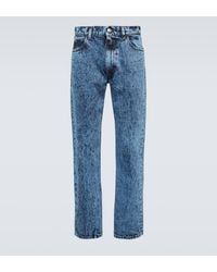 Marni - Leather-trimmed Straight Jeans - Lyst