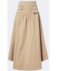 Ganni - Gathered Cotton-Blend Maxi Skirt - Lyst