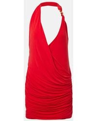 Balmain - Draped Halterneck Jersey Minidress - Lyst