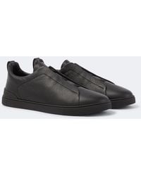 ZEGNA - Triple Stitch Leather Sneakers - Lyst
