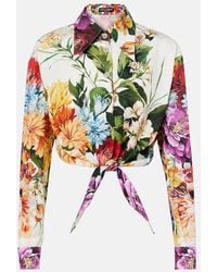 Dolce & Gabbana - Cropped Floral Cotton Shirt - Lyst