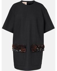 Plan C - Minikleid Aus Einem Wollgemisch Mit Pailletten - Lyst