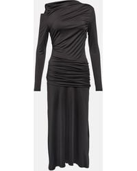 Victoria Beckham - Asymmetric Ruched Jersey Midi Dress - Lyst