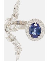 YEPREM - Reign Supreme 18kt White Gold Ring With Sapphire And Diamonds - Lyst