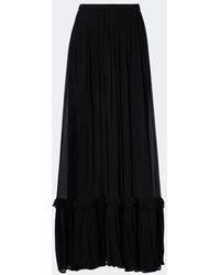 Saint Laurent - Ruffled Silk Maxi Skirt - Lyst