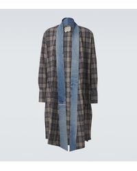 Greg Lauren - Plaid Denim-Trimmed Cotton Coat - Lyst