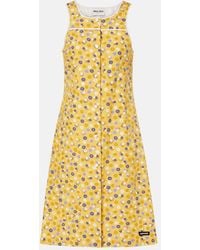 Miu Miu - Floral Cotton Poplin Midi Dress - Lyst