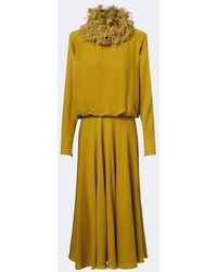 Valentino Garavani - Feather-Trimmed Silk Georgette Midi Dress - Lyst