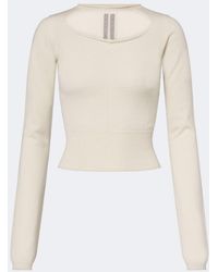 Rick Owens - Slashed Cut-Out Cropped Virgin Wool Sweater - Lyst