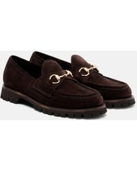 Gucci - Sylke Horsebit Suede Loafers - Lyst
