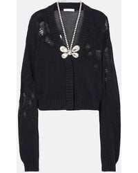 Area - Embellished Cotton And Cashmere Cardigan - Lyst
