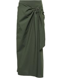 Brunello Cucinelli Cotton Midi Skirt in Khaki Womens Clothing Skirts Mid-length skirts Natural 