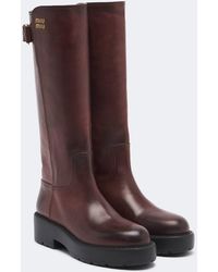 Miu Miu - Leather Knee-High Boots - Lyst